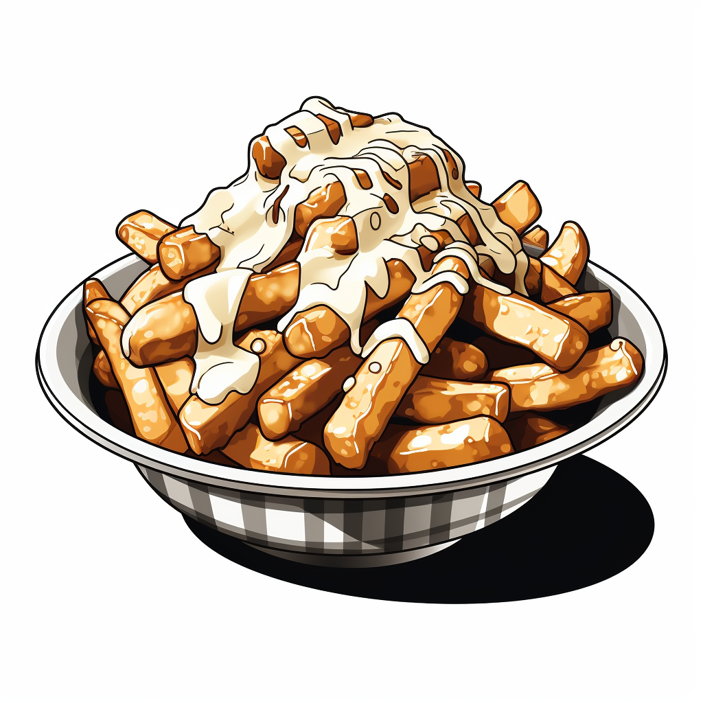 Black and white poutine icon