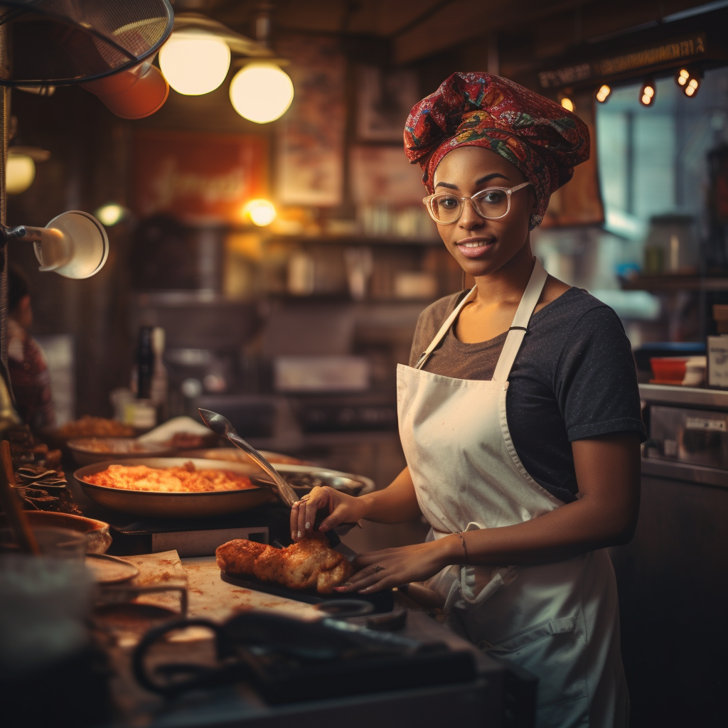 Talented Black chef cooking in Brooklyn restaurant