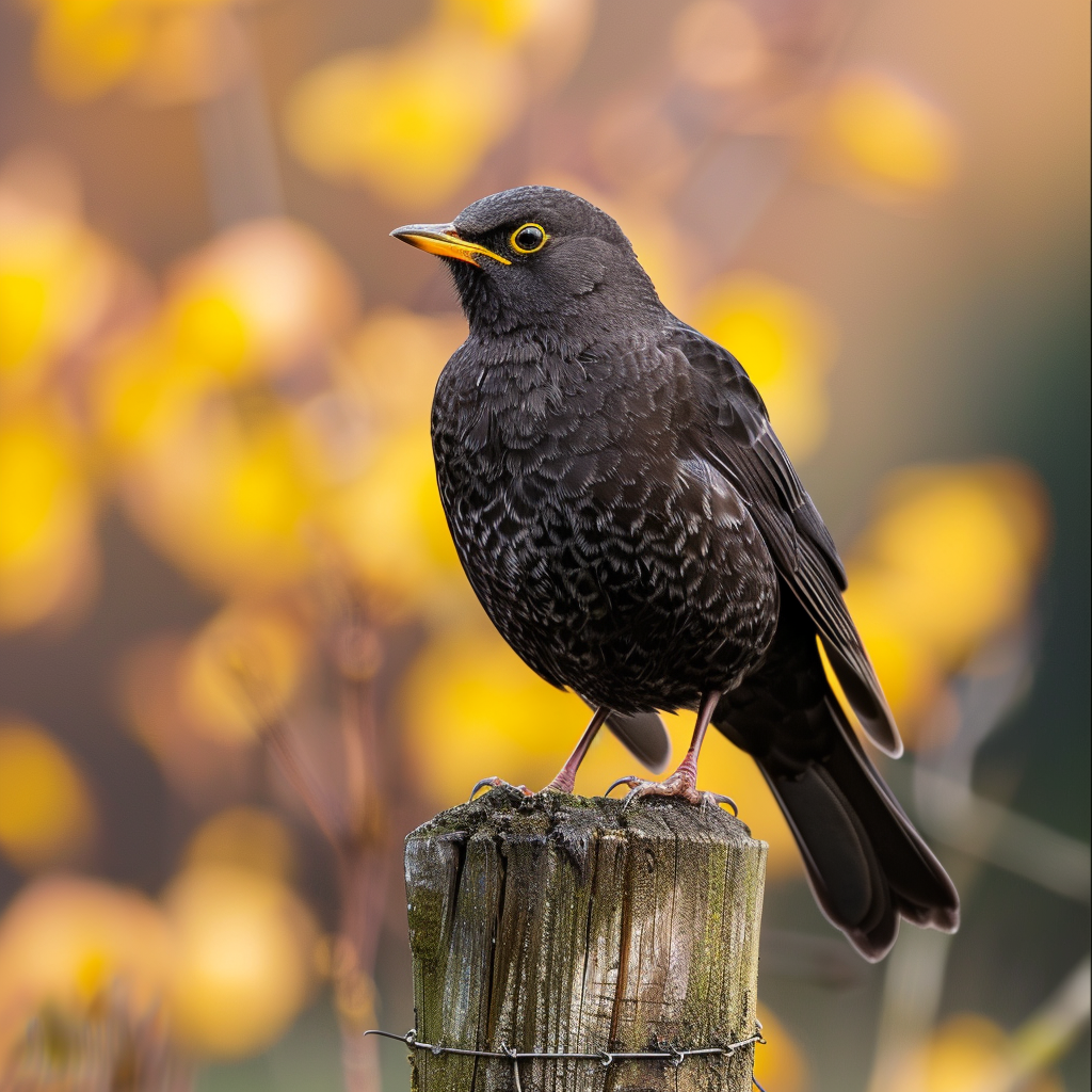 Blackbird Leucism Bird Fence