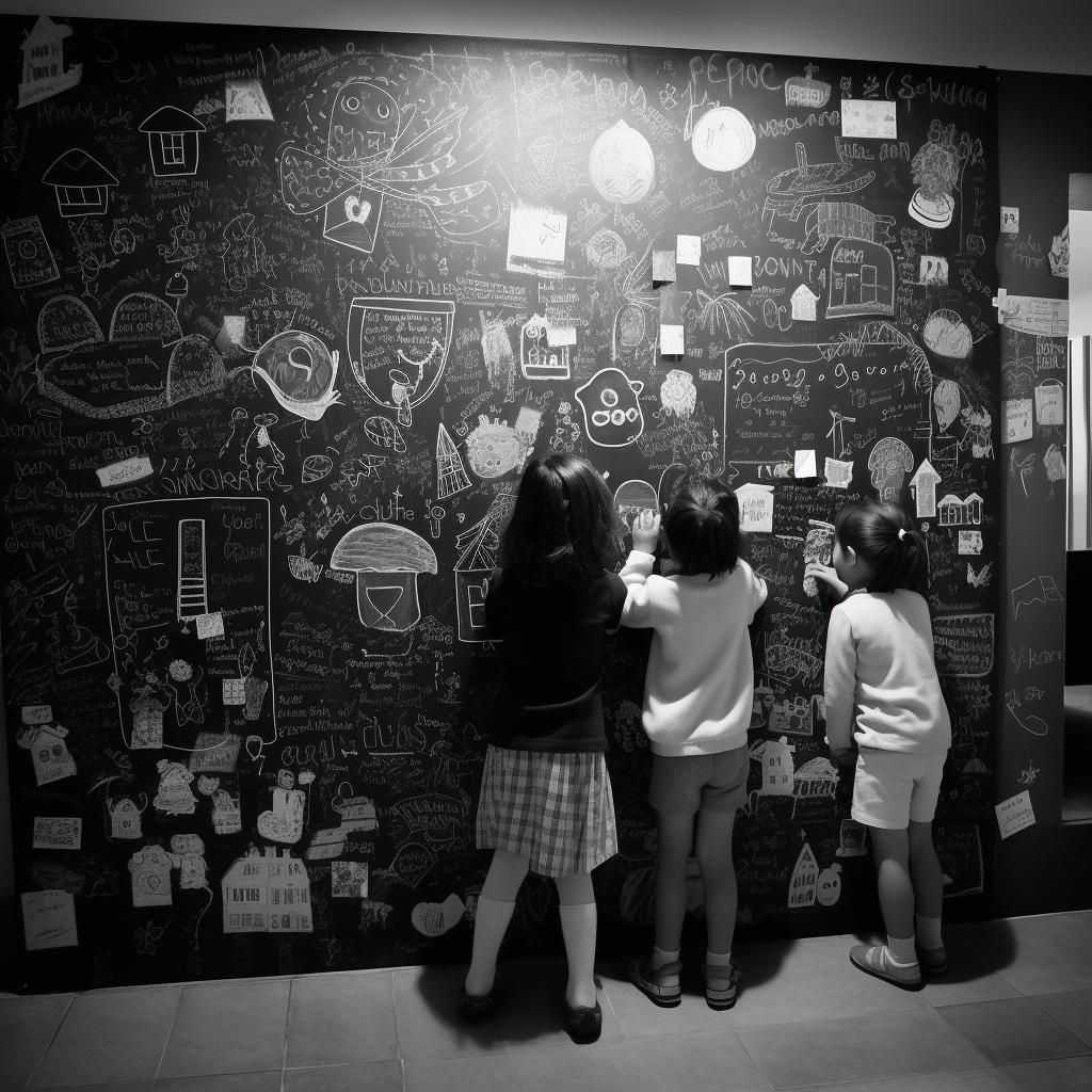 Children's blackboard drawing on prevention