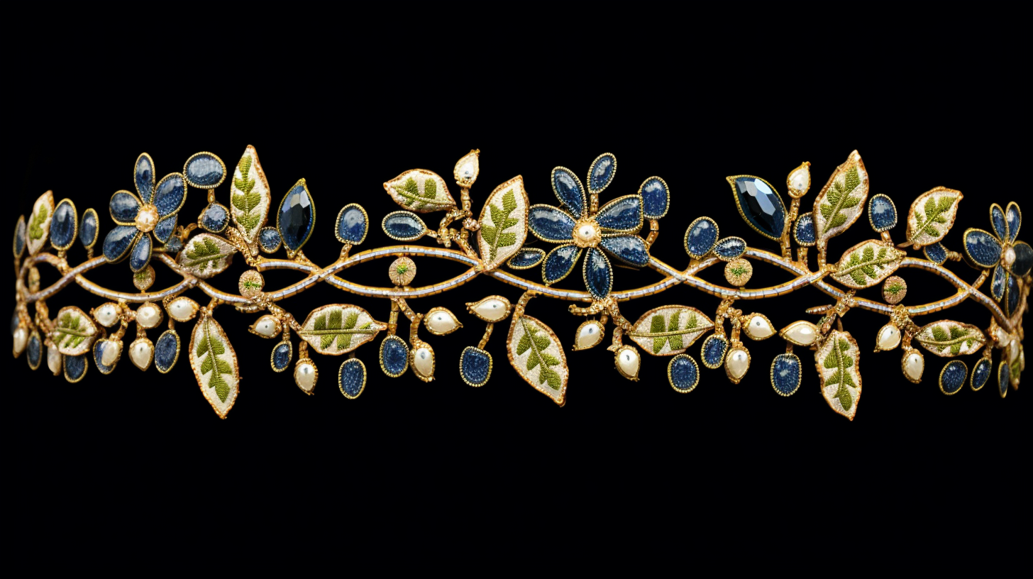 Blackleaf Collarband Metal Embroidery with Leaves