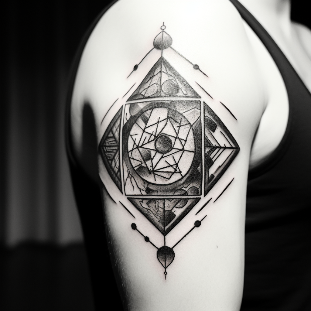 Blackwork D20 Dice Tattoo Design