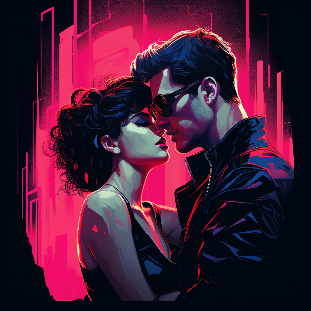 Two lovers in stylized comic illustration