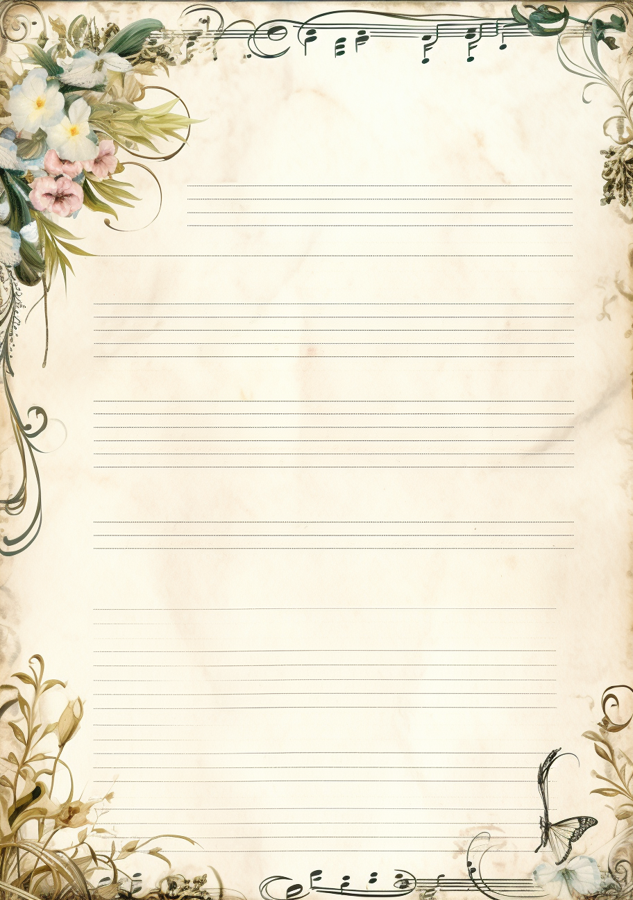 Printable page with blank border and musical motifs