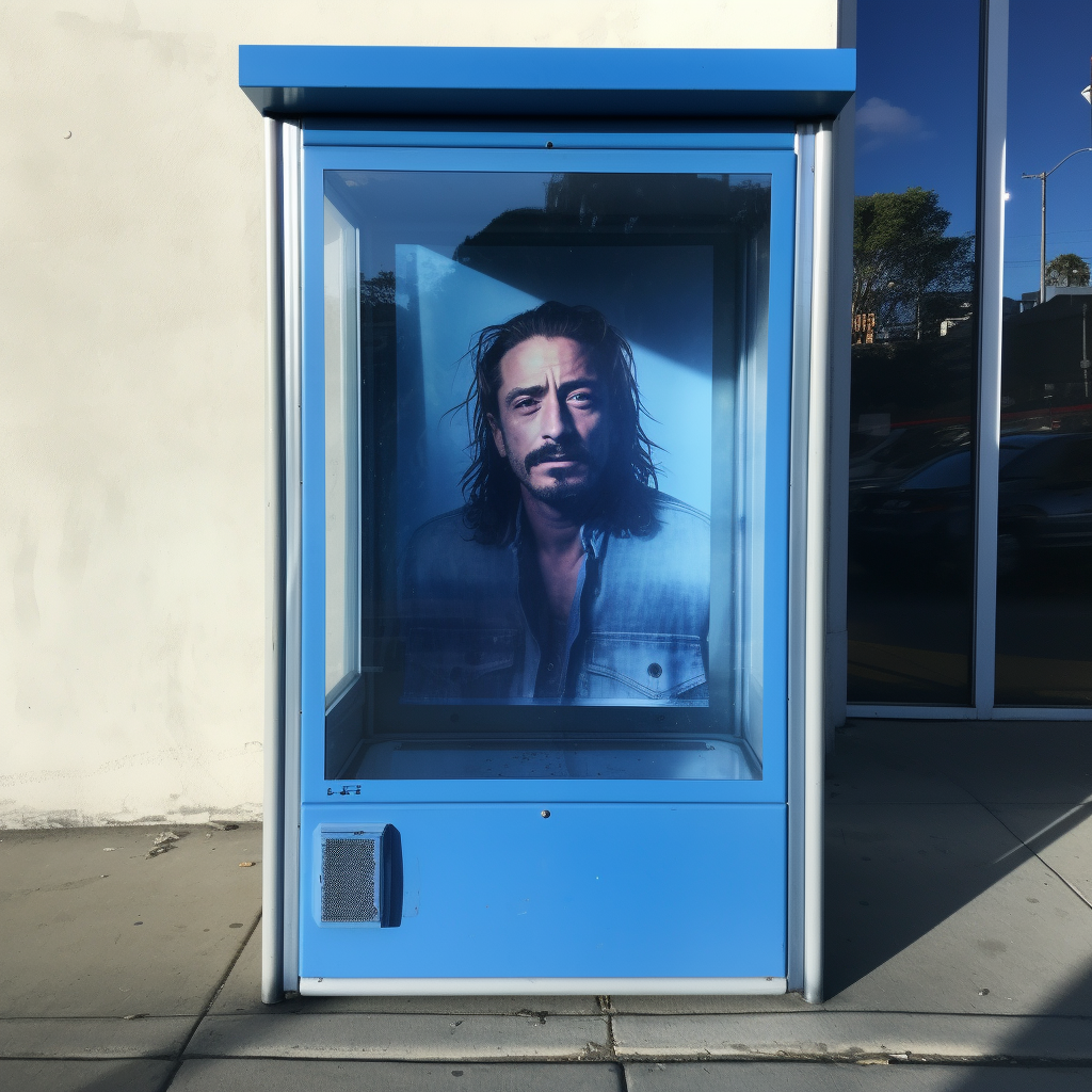 Close-up of Blank Poster in Phone Booth