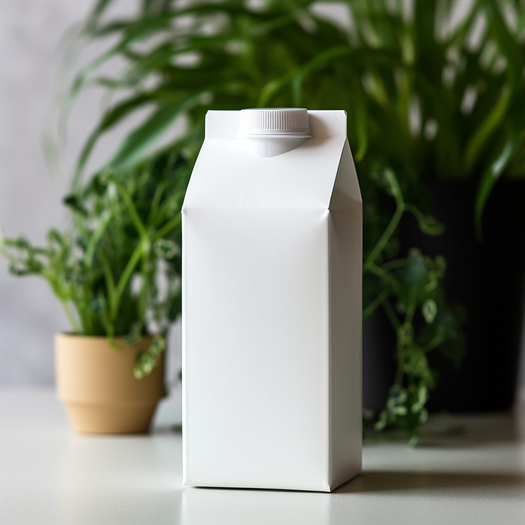 Blank white milk carton mockup