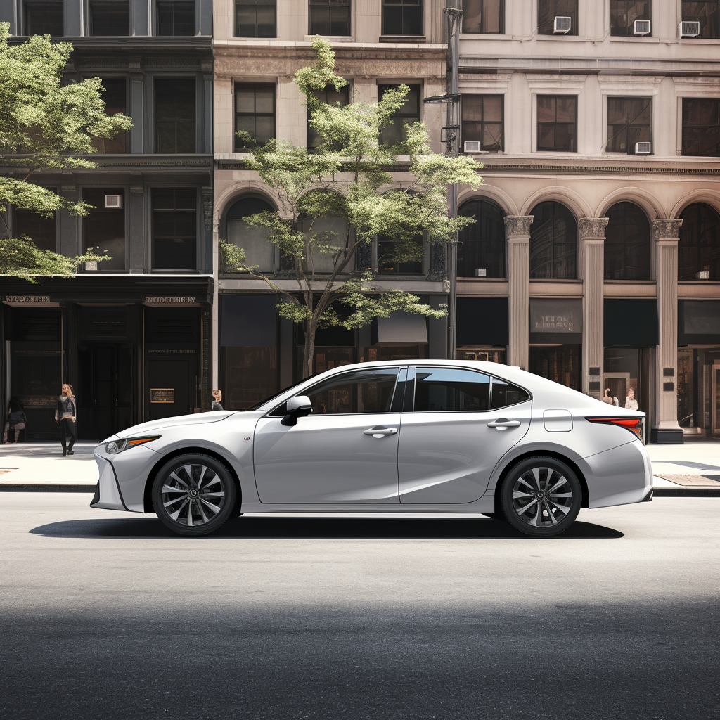 Side view of blank white Toyota Sedan car