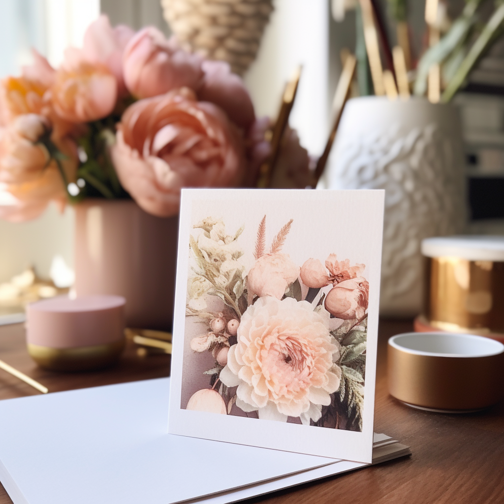 Close-up of blank wedding invitation card