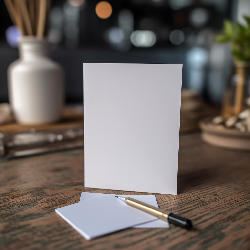 Close-up of blank wedding invitation card