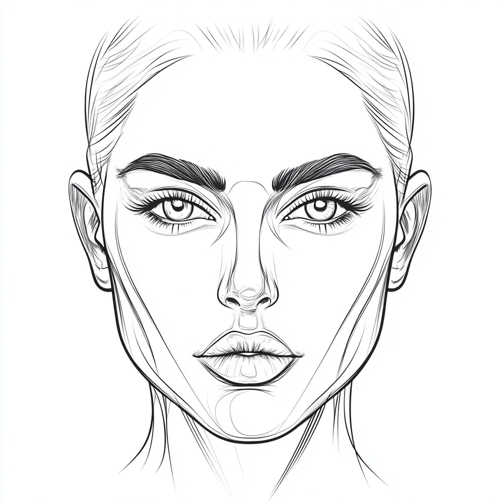 Coloring makeup practice blank human face
