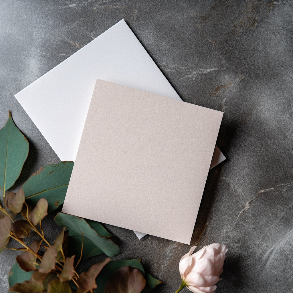 Close-up of Two Blank Wedding Cards