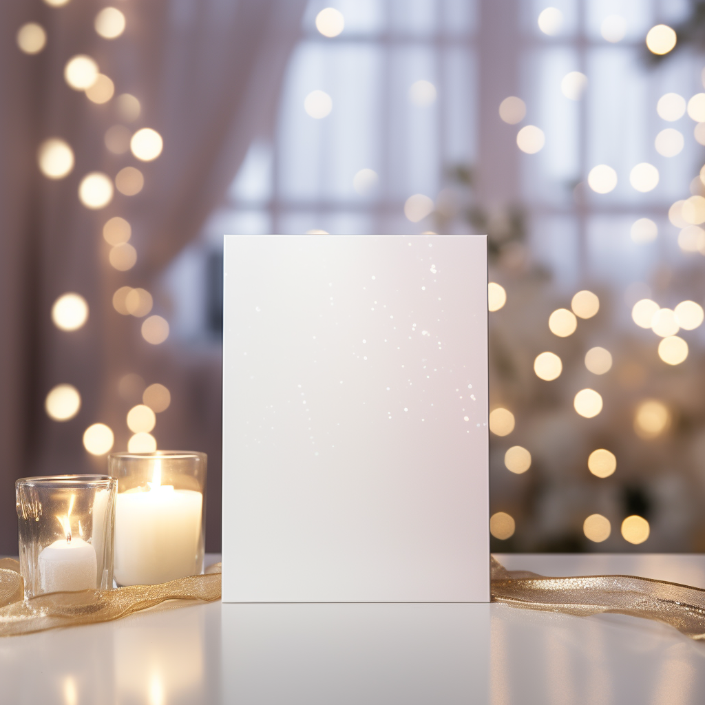 Beautiful blank white card on table