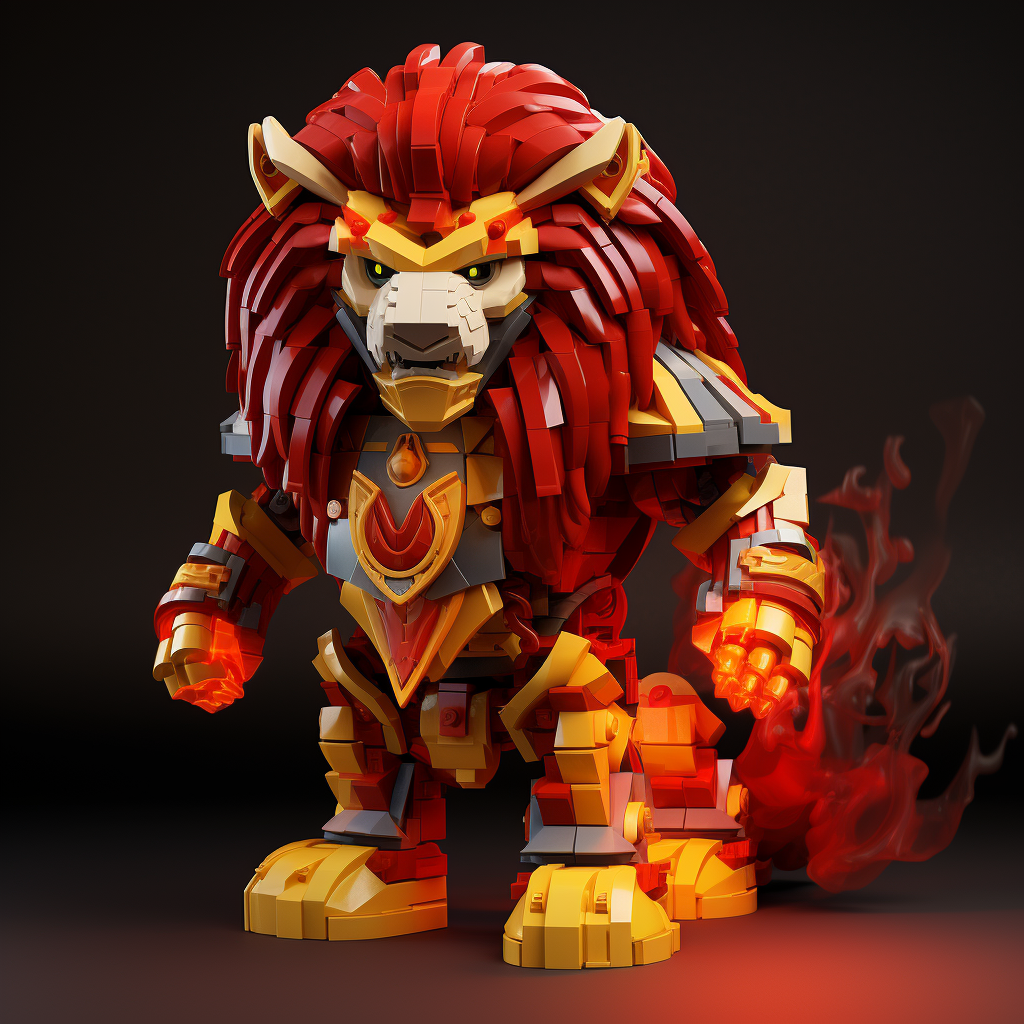 Heroic lion with pixelated mane