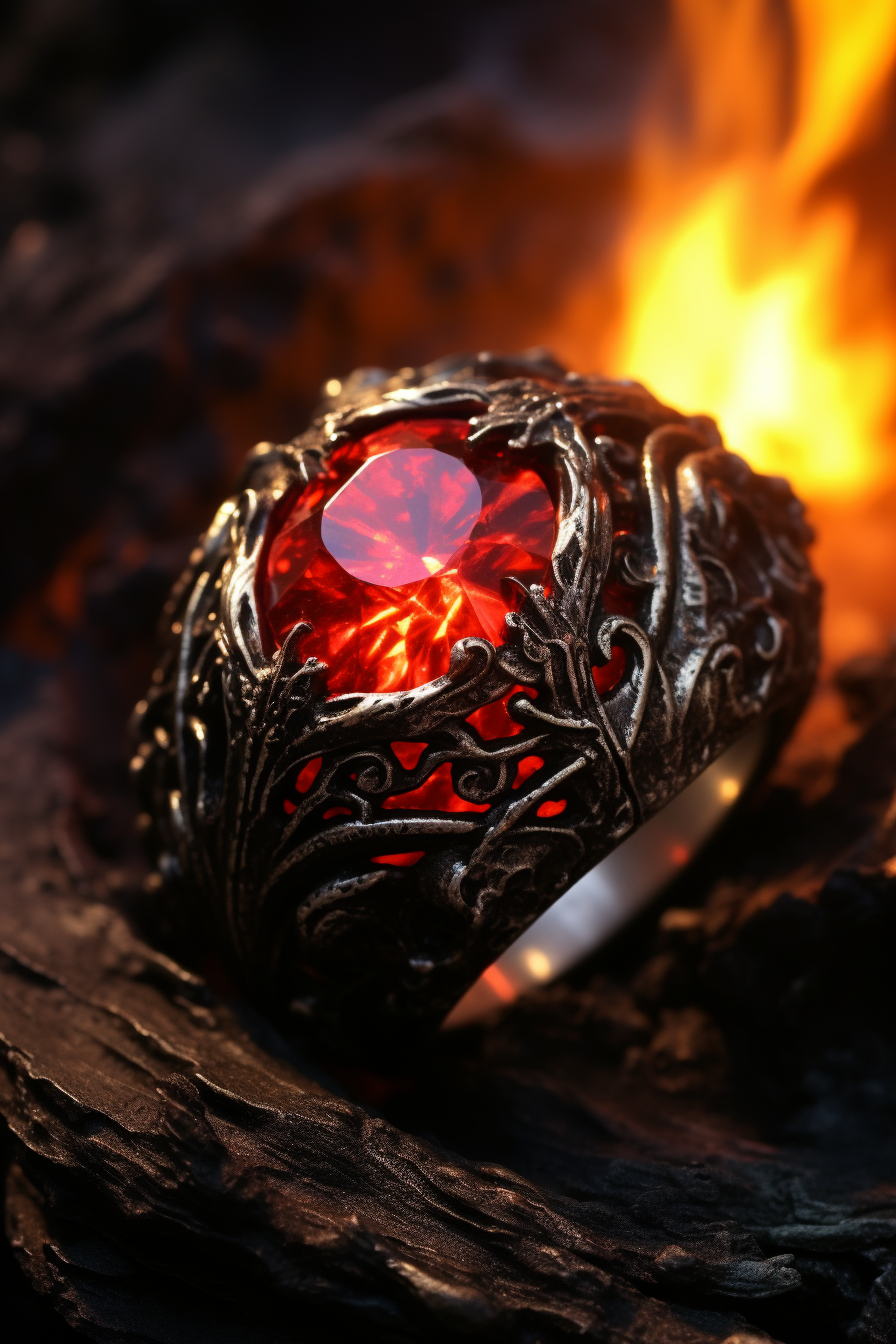 Blazing Elemental Ring on Weathered Hand