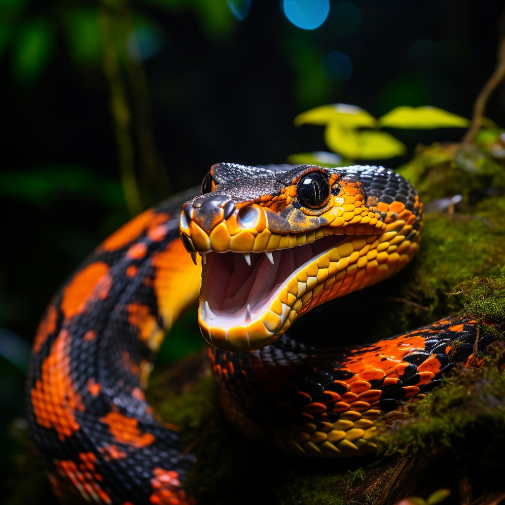 Beautiful Blck-Orange Fire Anaconda in Amazonas