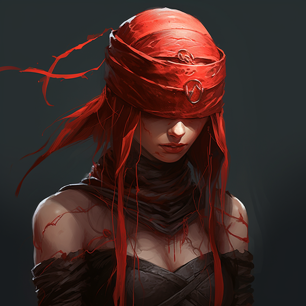 Beautiful blindfolded elf woman with red ear tips