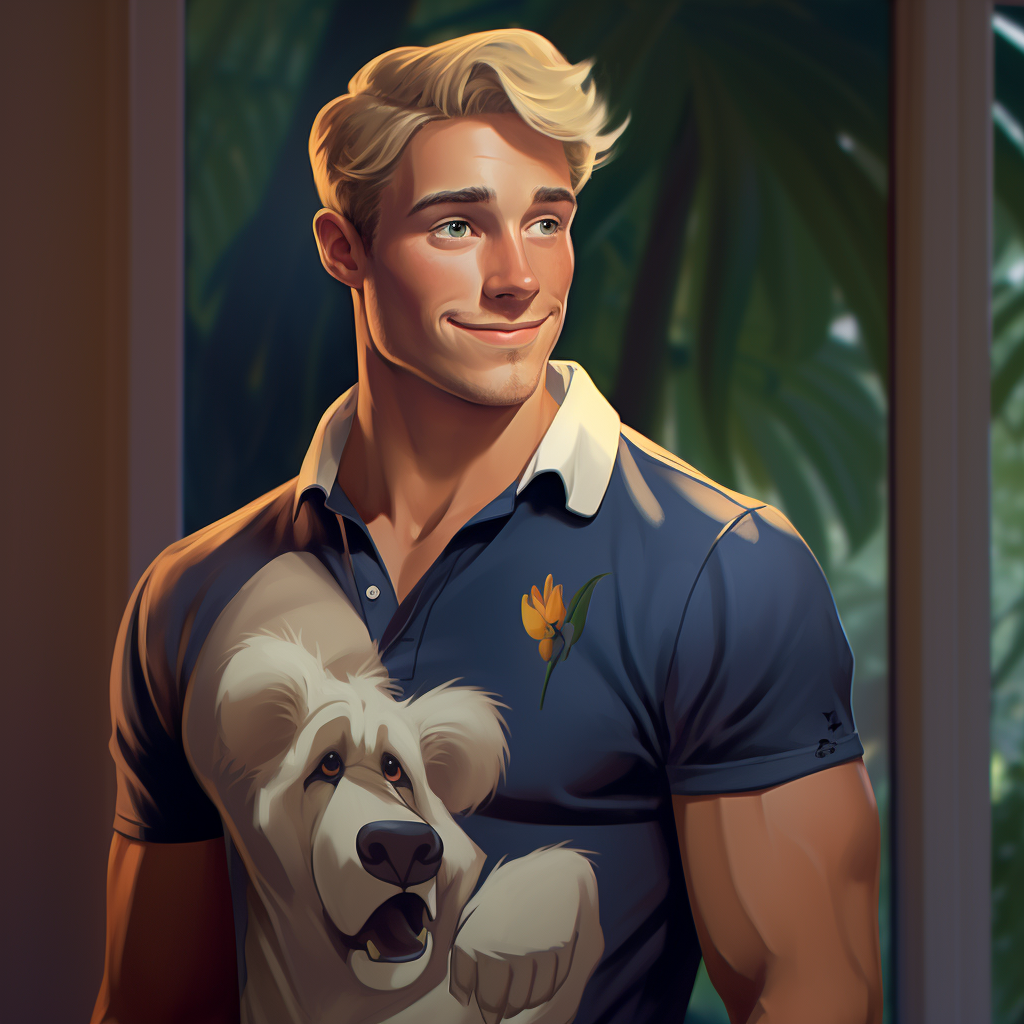 Blond Collegiate Jock with Cute Koala