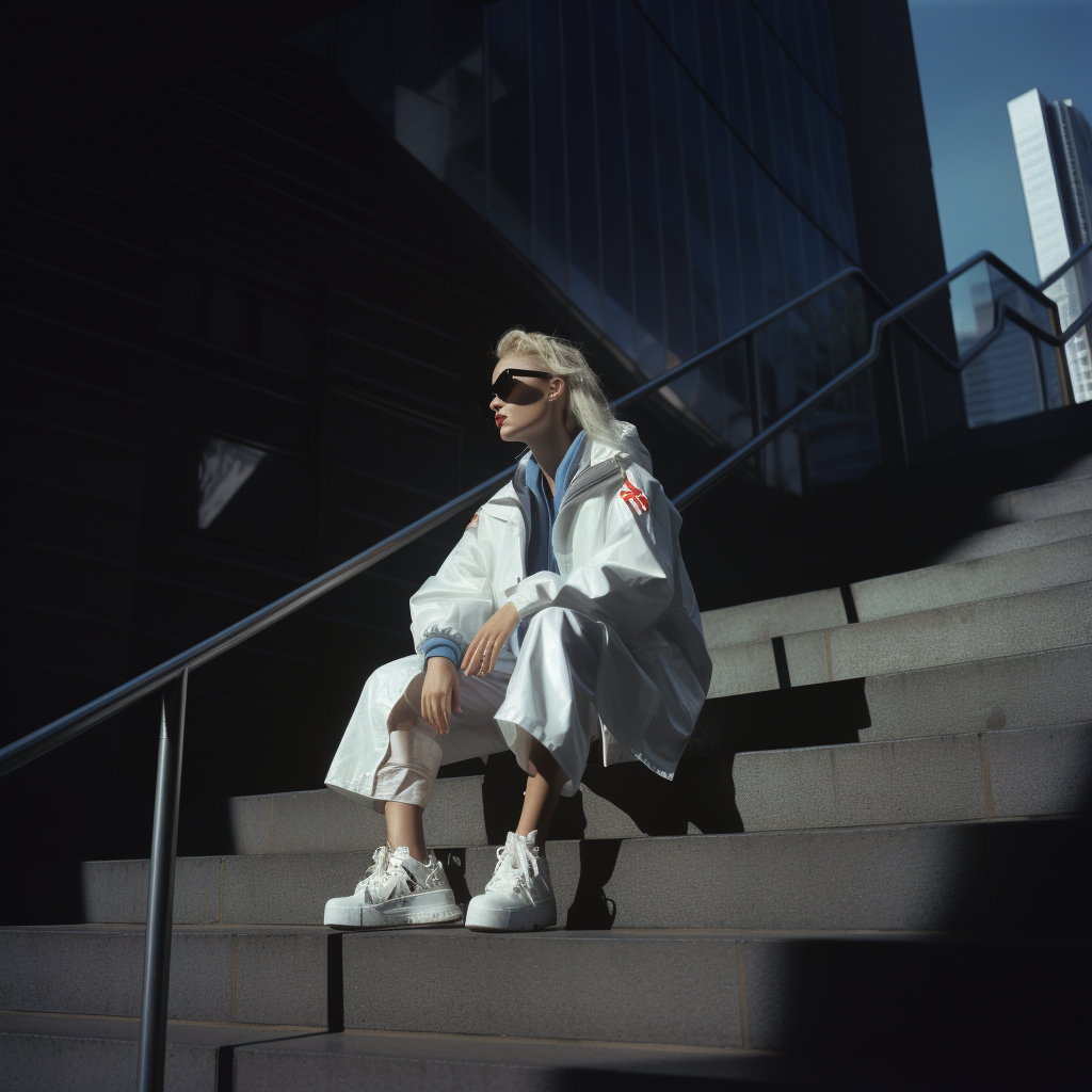 Blond hair woman in high fashion pose