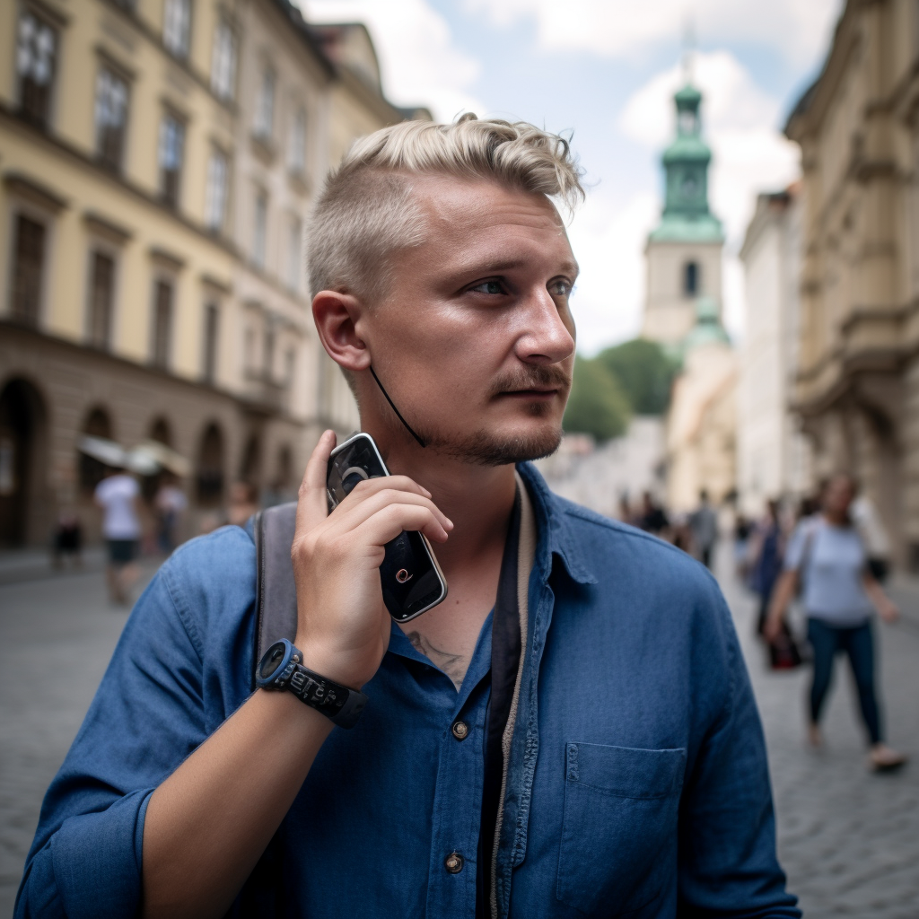 Handsome blond Irish man in Poland