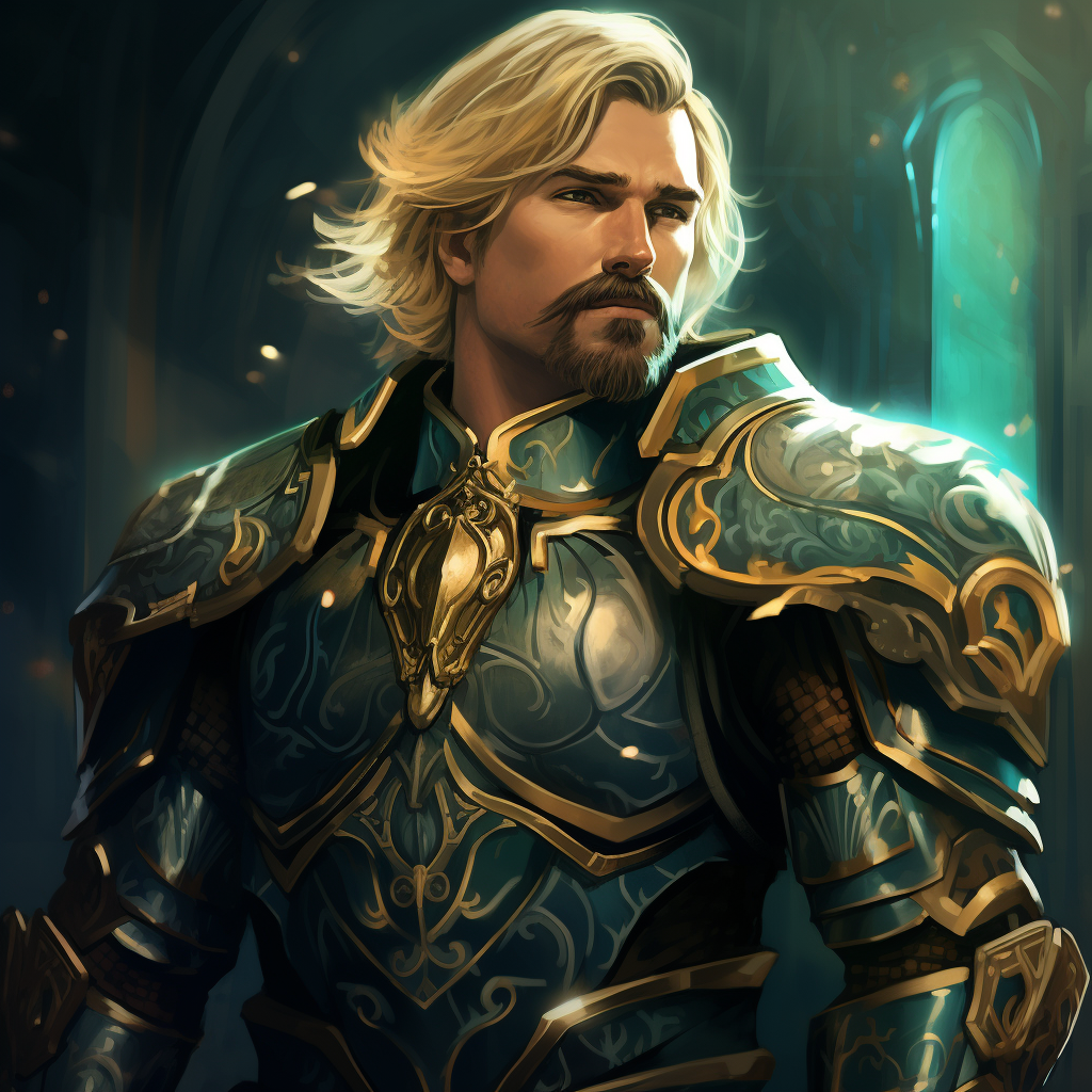 Blond paladin in stunning fantasy armor