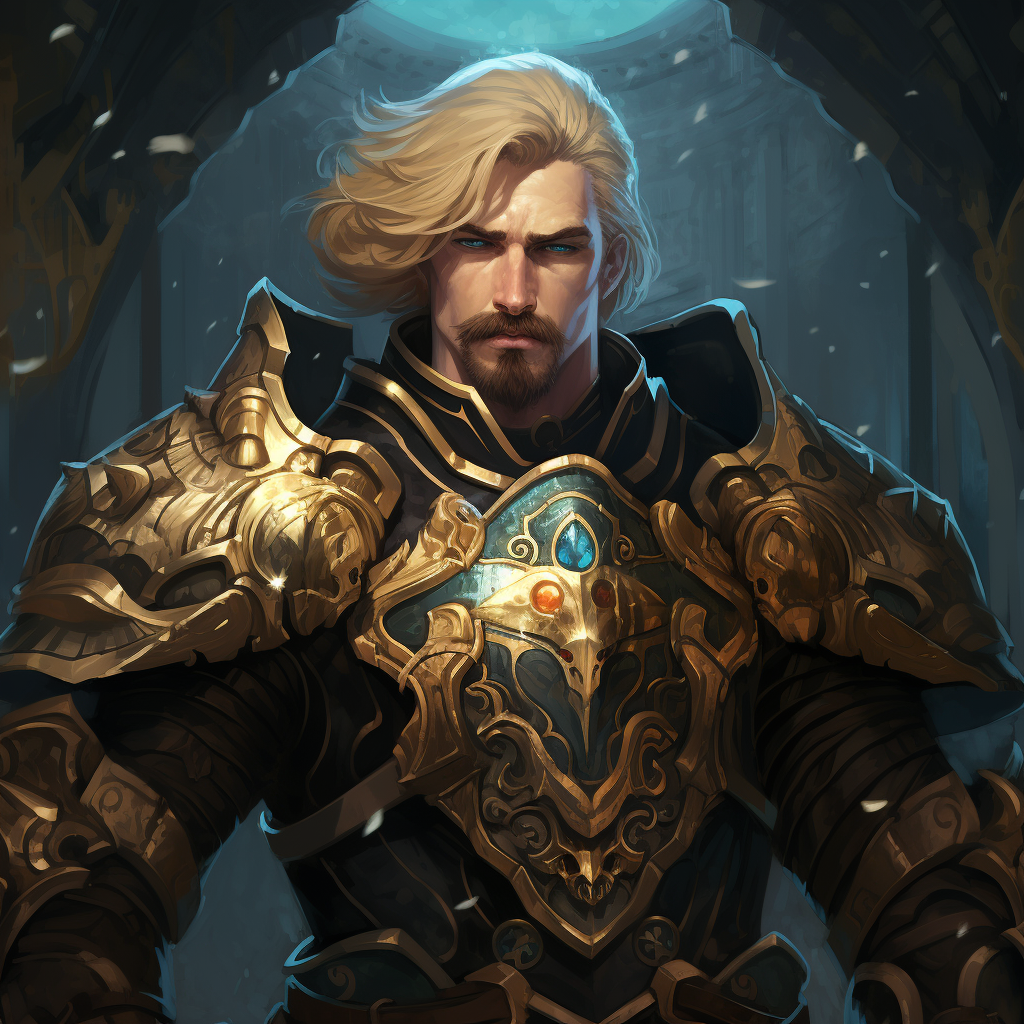 Blond man Paladin in intricate armor