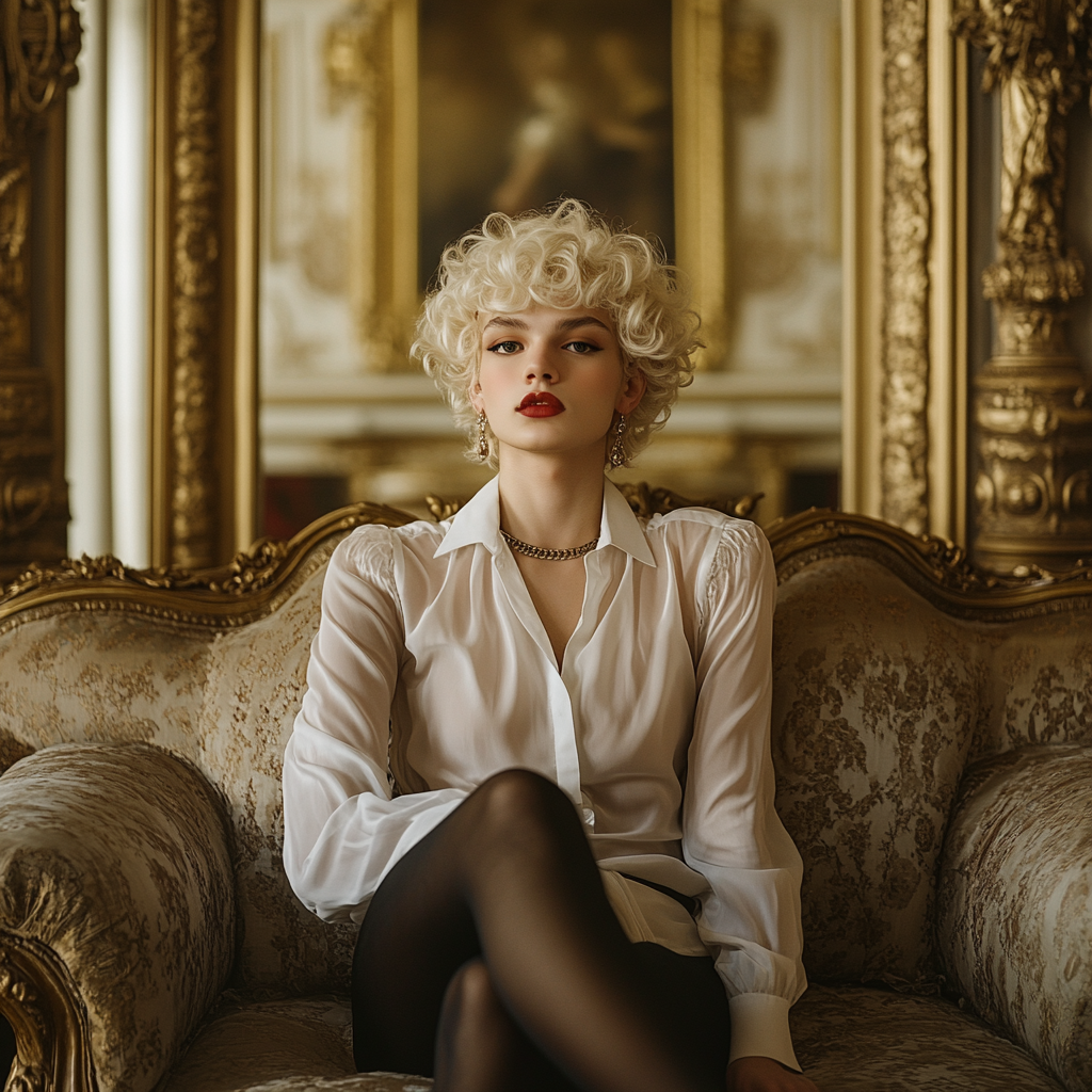 stylish young man sitting sofa