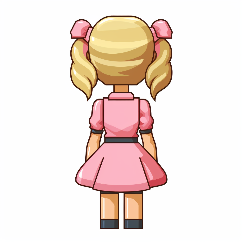 Sprite of blond teacher in pink dress costume