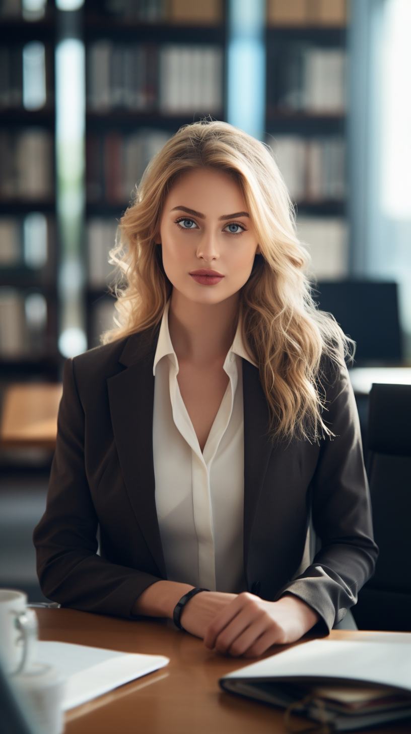 Blond woman lawyer in modern office