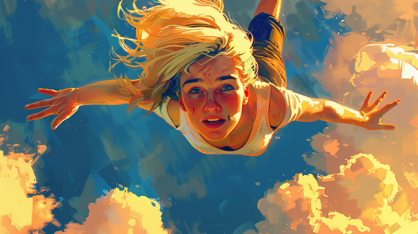 Scared Blond Woman Free Falling