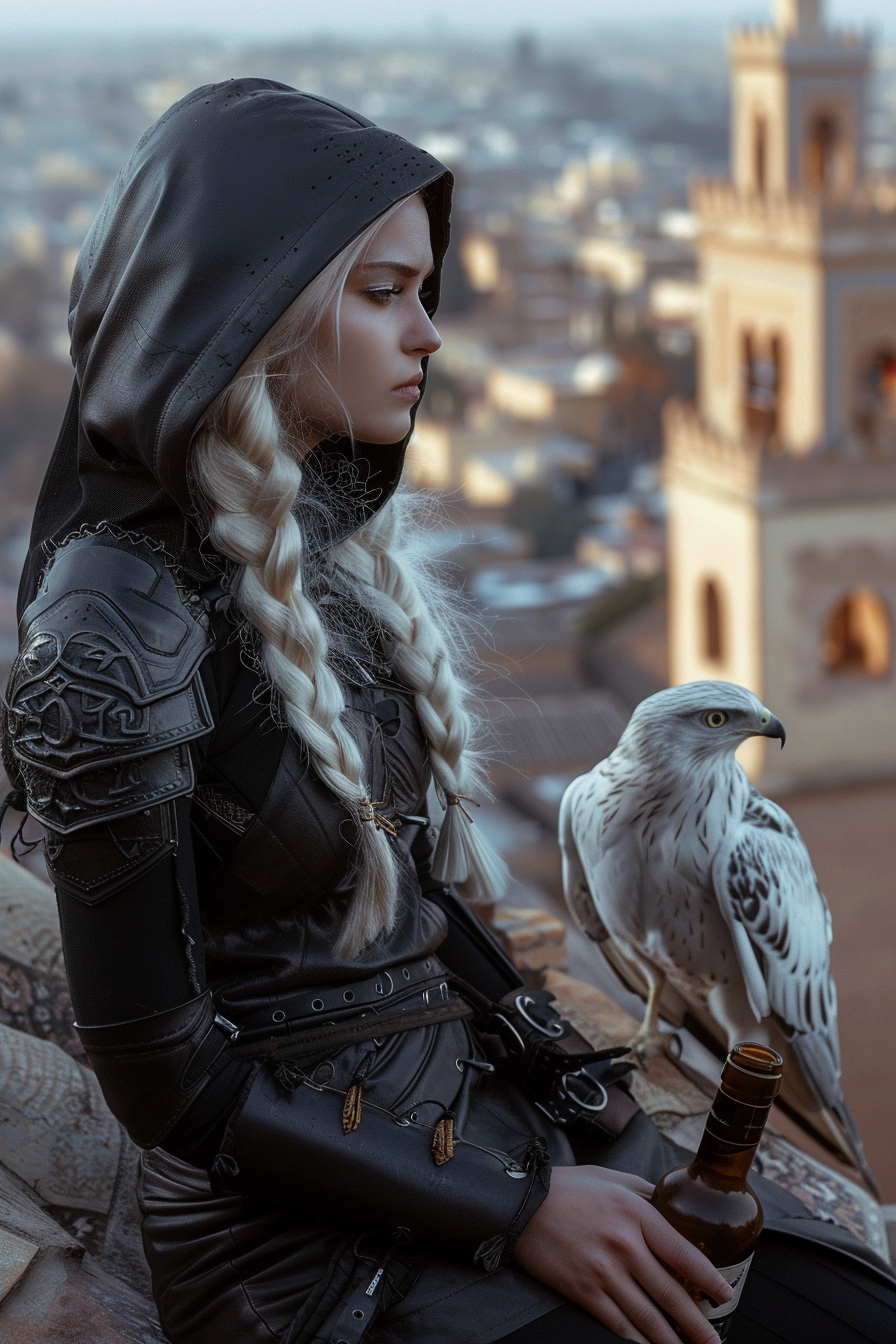 Blonde Assassin with Hawk