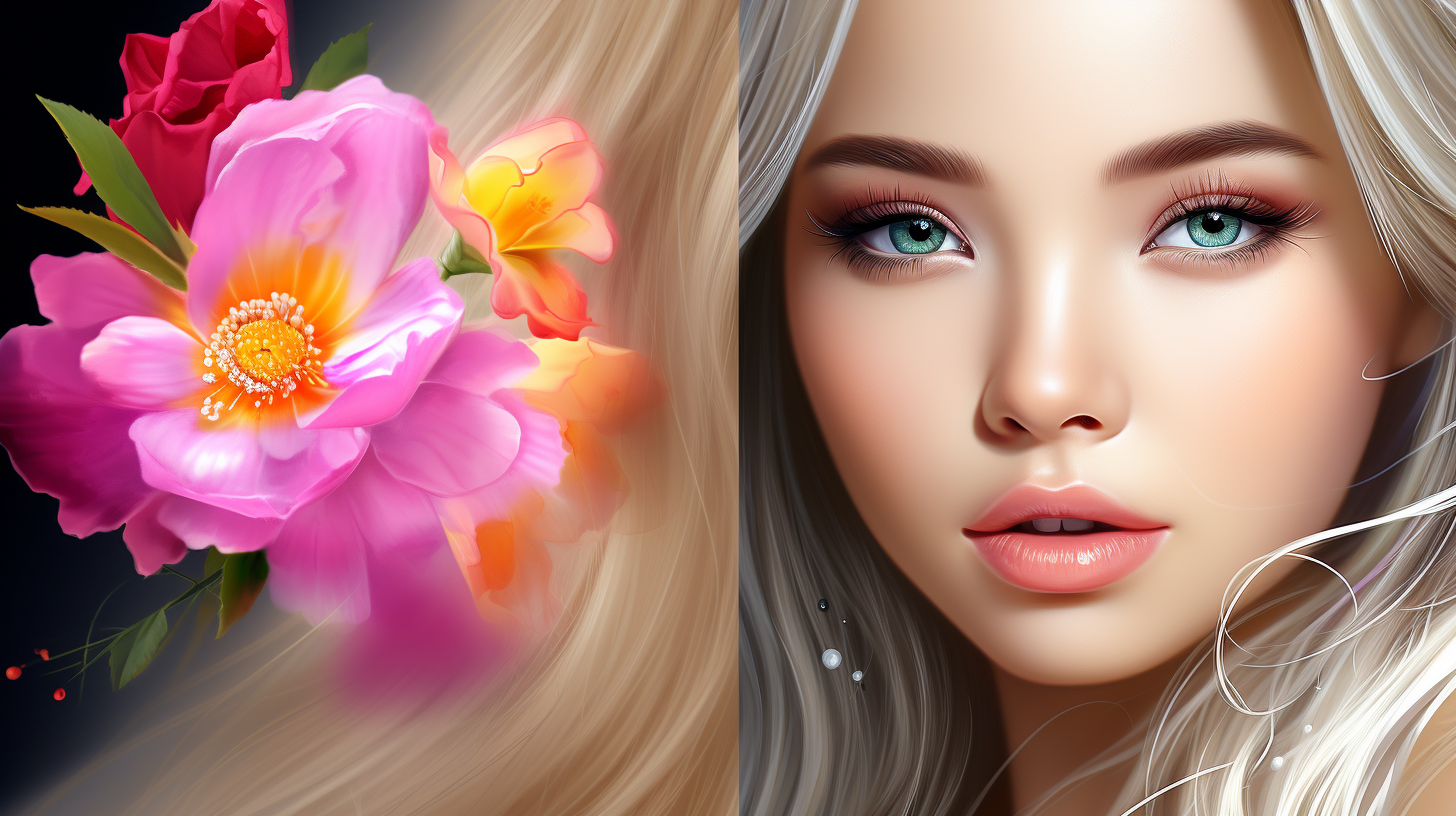 Beautiful blonde woman portrait artwork