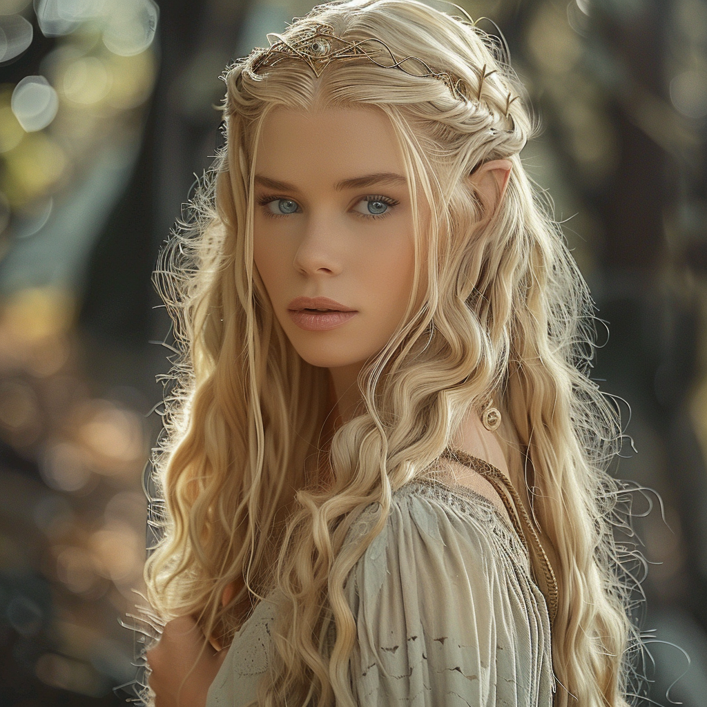 Beautiful Blonde Elf Woman Fantasy Character