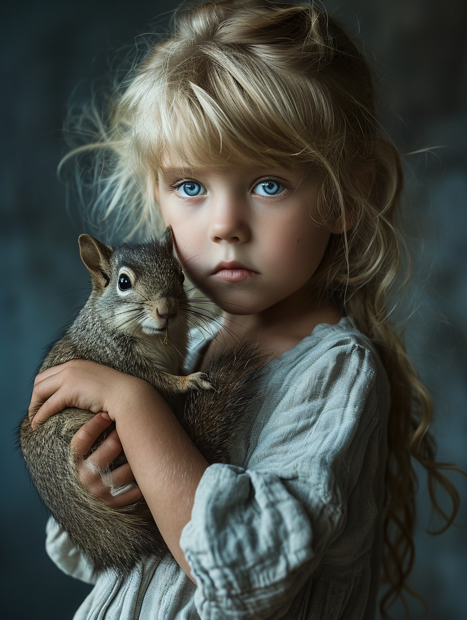 Blonde girl holding an adorable animal