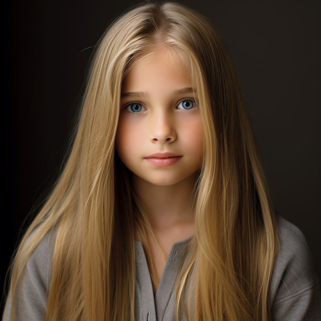 Young girl with blonde hair and blue eyes