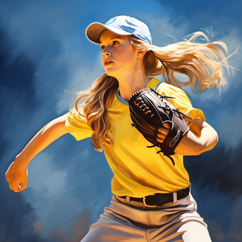 Teenage girl pitching softball