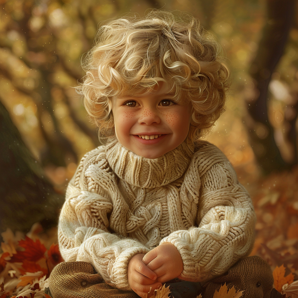 Smiling boy in forest