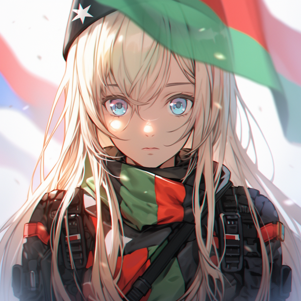 Blonde-haired anime character holding Czech Republic flag