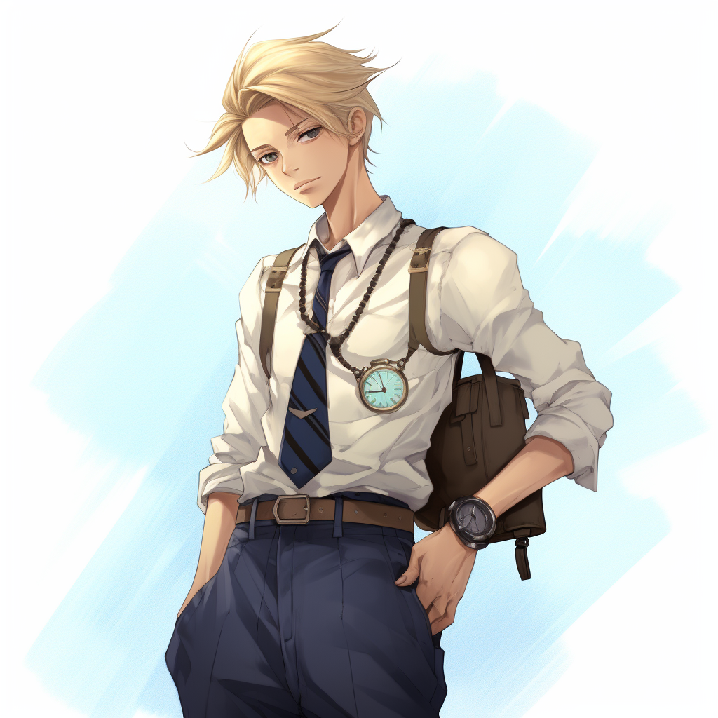 Blonde hair man anime style model