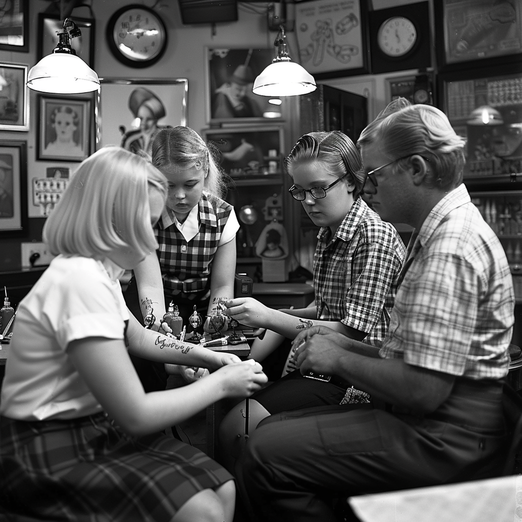 Blonde Teenage School Girls Tattoo