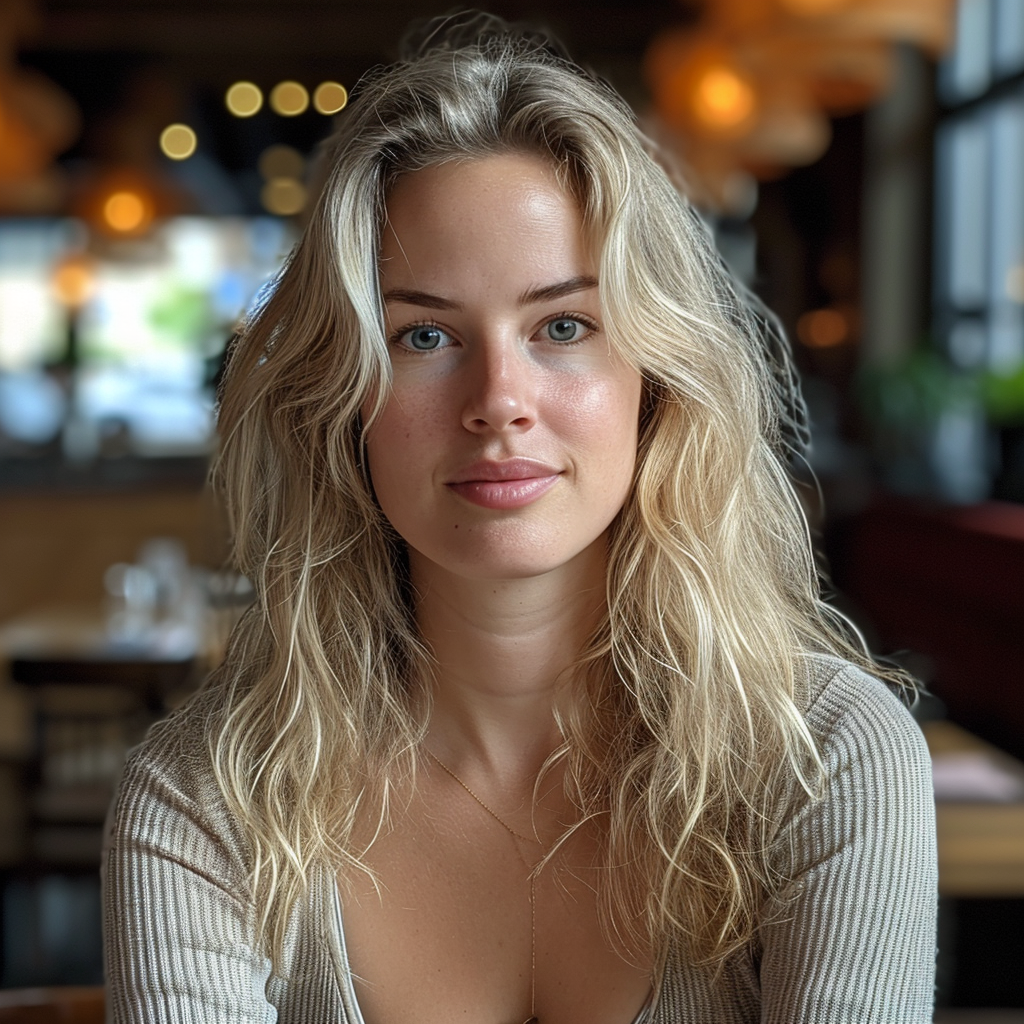 Blonde Woman at Restaurant