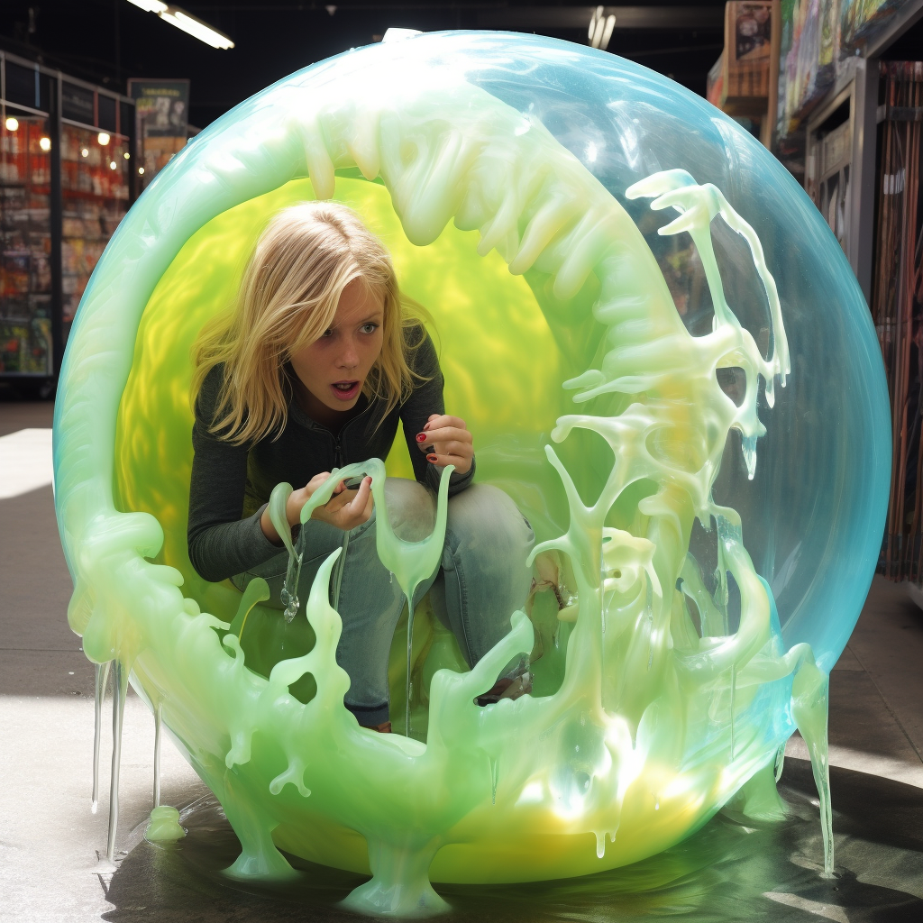 Blonde woman emerging from slime