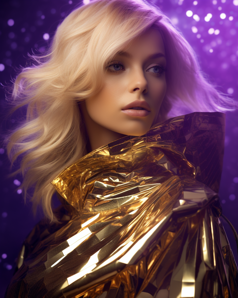 Stunning Blonde Woman with Iridescent Colors