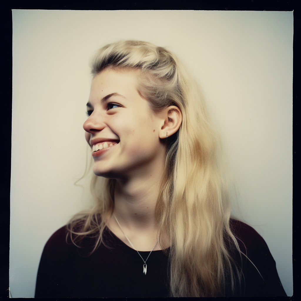 Blonde woman with mugshot profile image