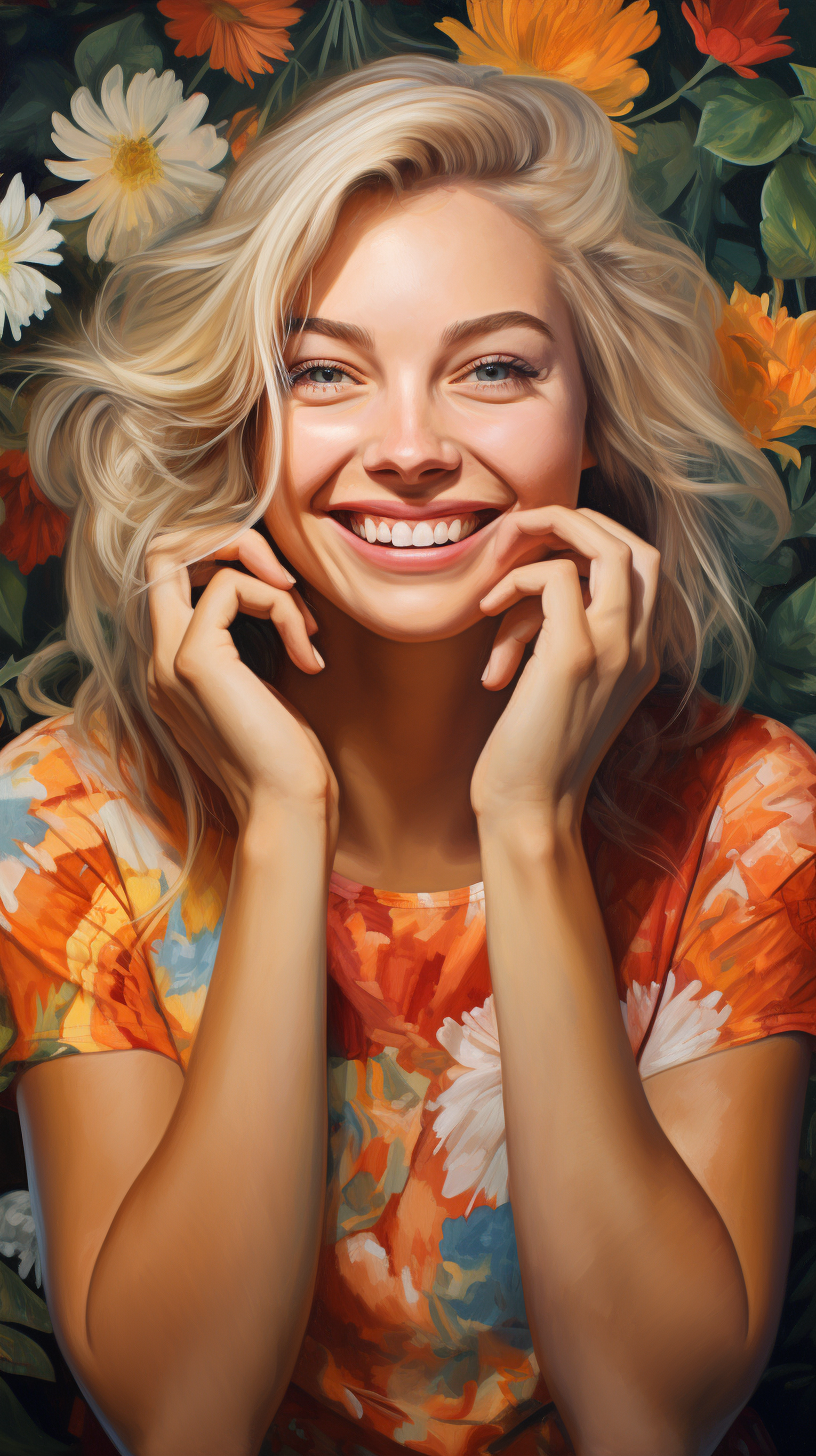 Smiling blonde woman in nature