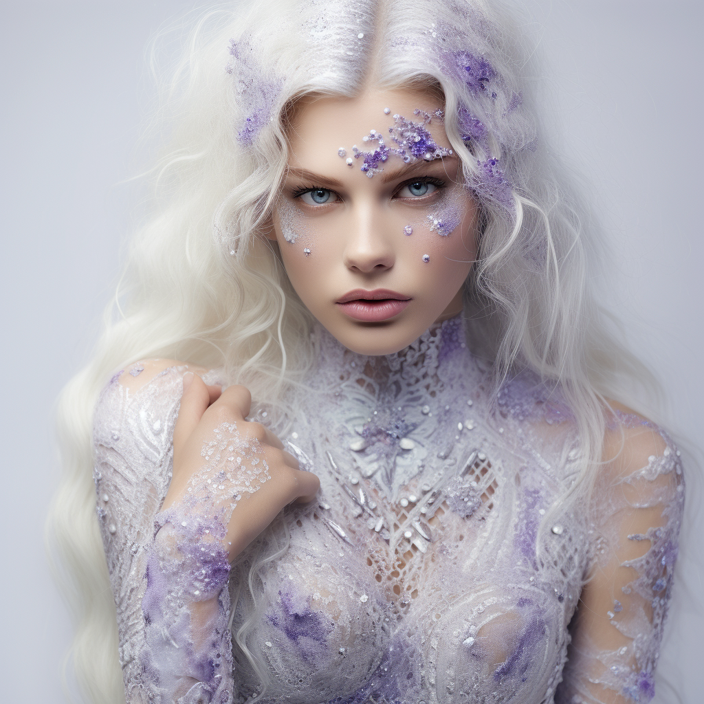 Young pretty blonde Nordic woman with crystal violet hues