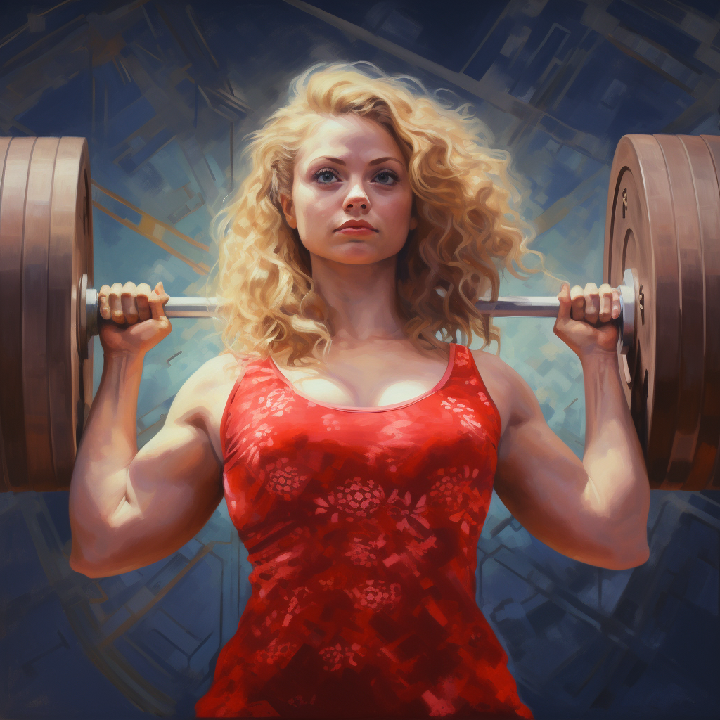 Plus-sized blonde woman lifting barbell