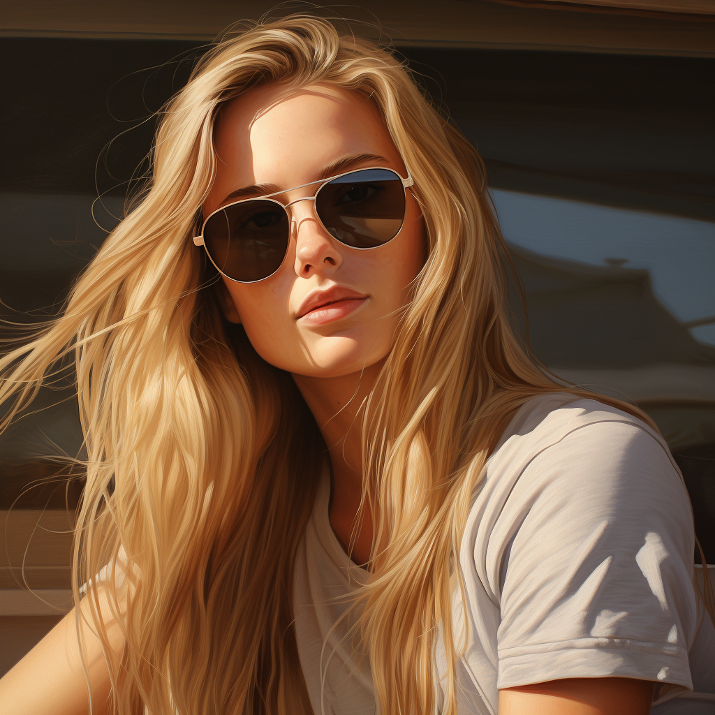 Portrait of a Beautiful American Girl in Sunglasses