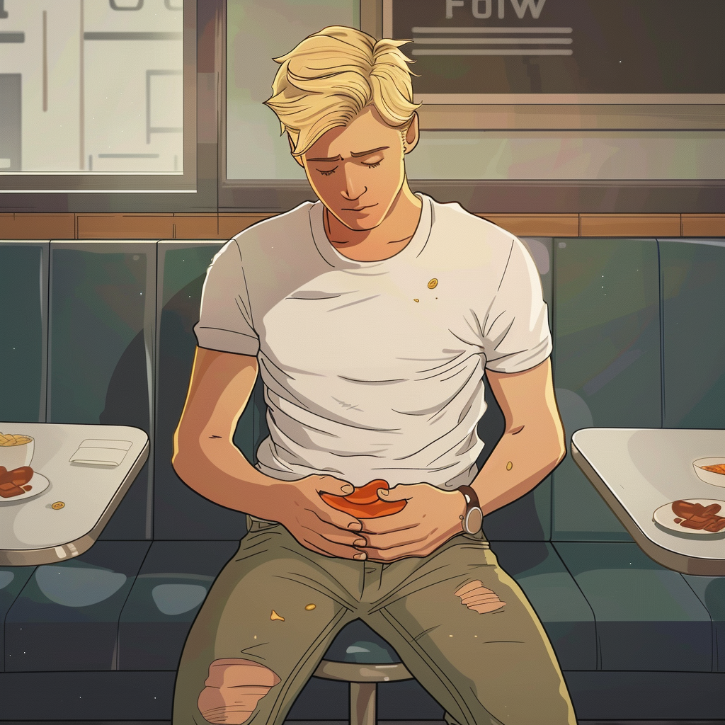 blonde college boy diner eating lunch