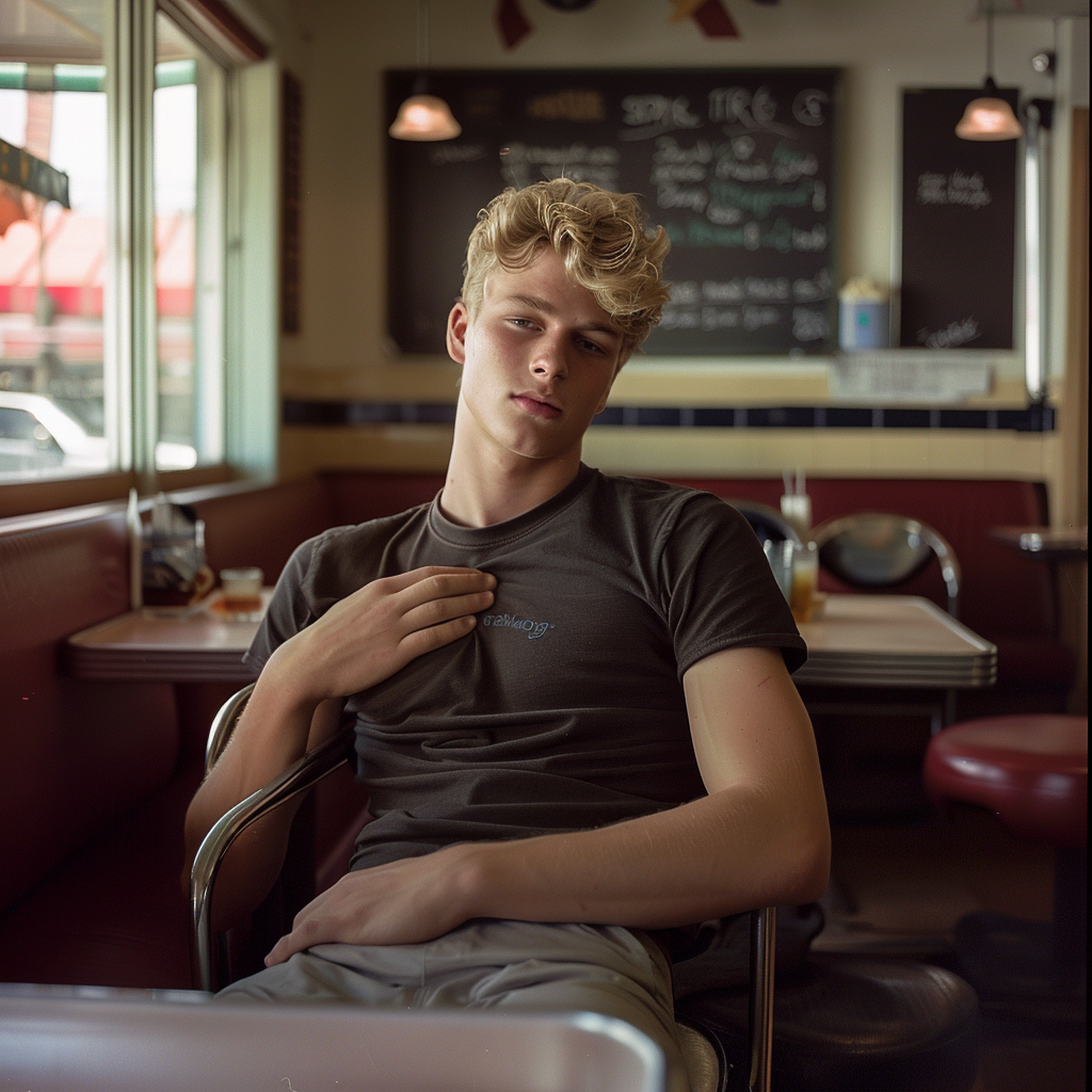 Athletic Blonde College Boy Diner