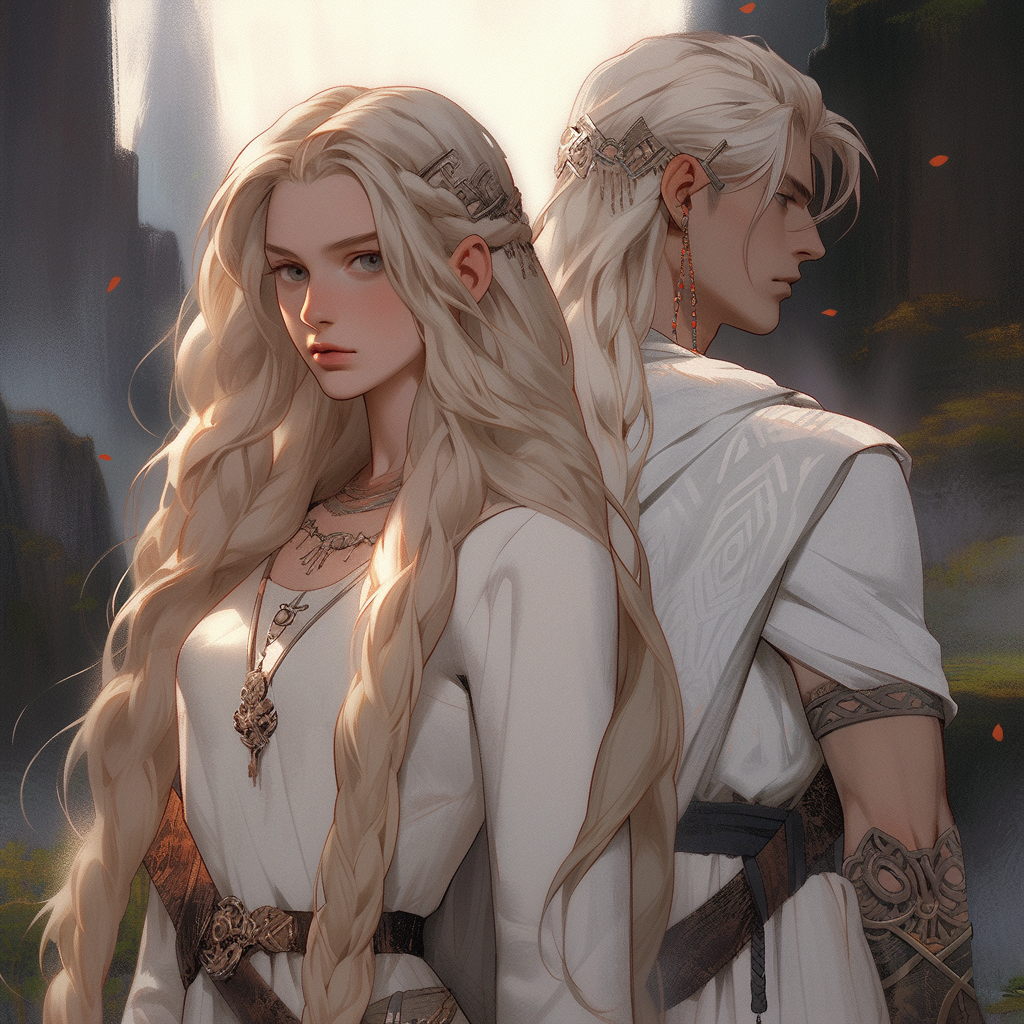 Blonde priestess with twin brother